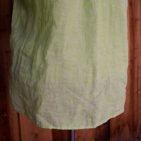 Tahari 100% Linen Lime Green Button Down Short Sleeve Blouse Size XS - Picture 14 of 16